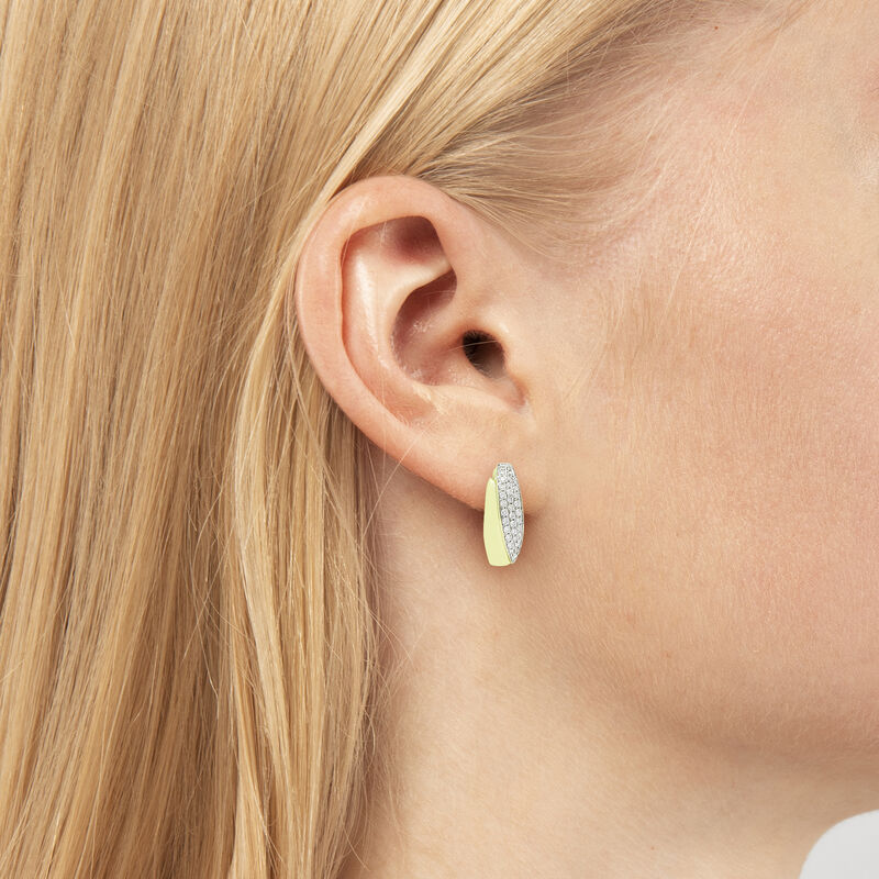 Diamond Hoop Earrings in 10k Yellow Gold image number null